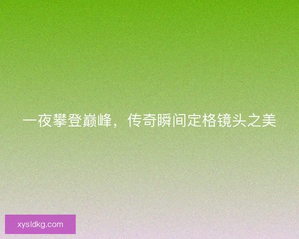 一夜攀登巅峰，传奇瞬间定格镜头之美
