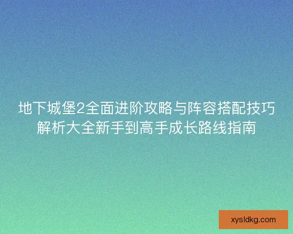 地下城堡2全面进阶攻略与阵容搭配技巧解析大全新手到高手成长路线指南