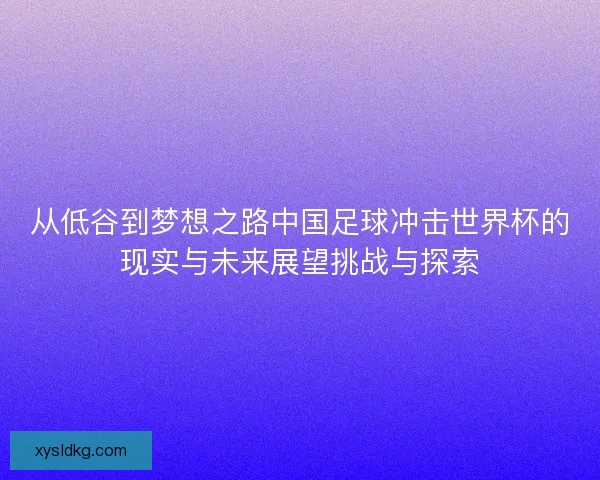 从低谷到梦想之路中国足球冲击世界杯的现实与未来展望挑战与探索 从低谷到梦想之路中国足球冲击世界杯的现实与未来展望挑战与探索