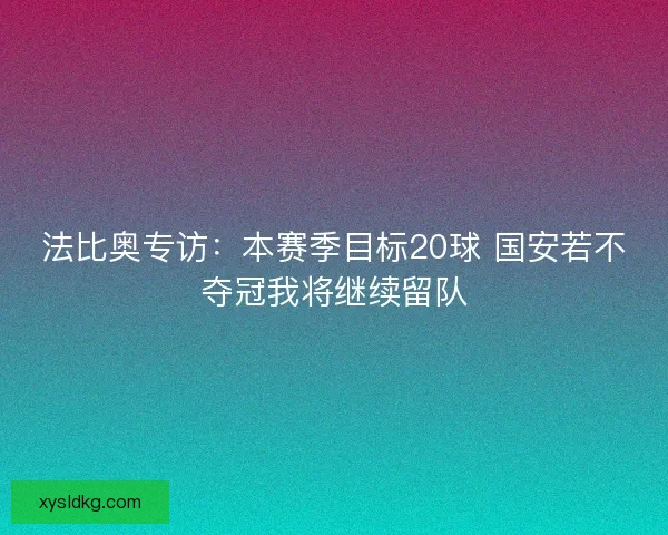 法比奥专访：本赛季目标20球 国安若不夺冠我将继续留队