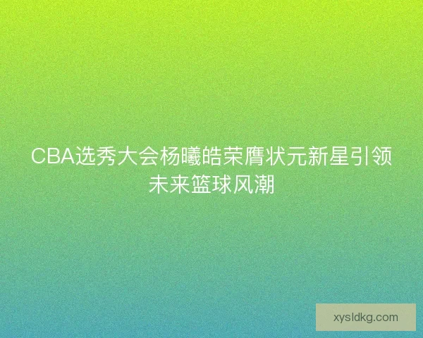 CBA选秀大会杨曦皓荣膺状元新星引领未来篮球风潮 CBA选秀大会杨曦皓荣膺状元新星引领未来篮球风潮