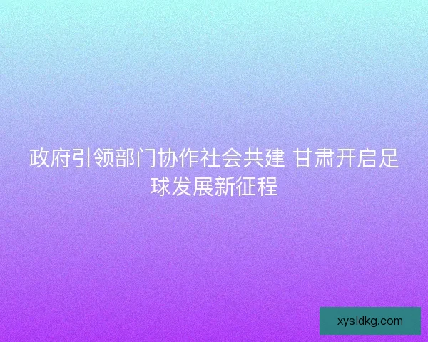 政府引领部门协作社会共建 甘肃开启足球发展新征程